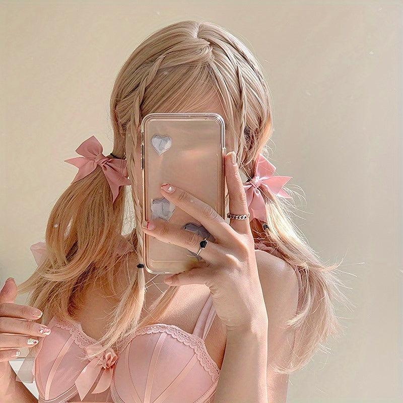 Princess Style Satin Bow Hair Clip Double Ponytail Headdress