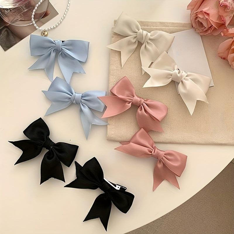 Princess Style Satin Bow Hair Clip Double Ponytail Headdress