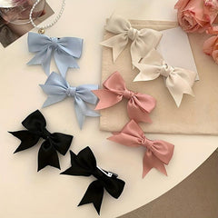 Princess Style Satin Bow Hair Clip Double Ponytail Headdress