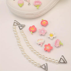 Cartoon Flower & Faux Pearl Shoe Charms - Resin Shoe Accessories
