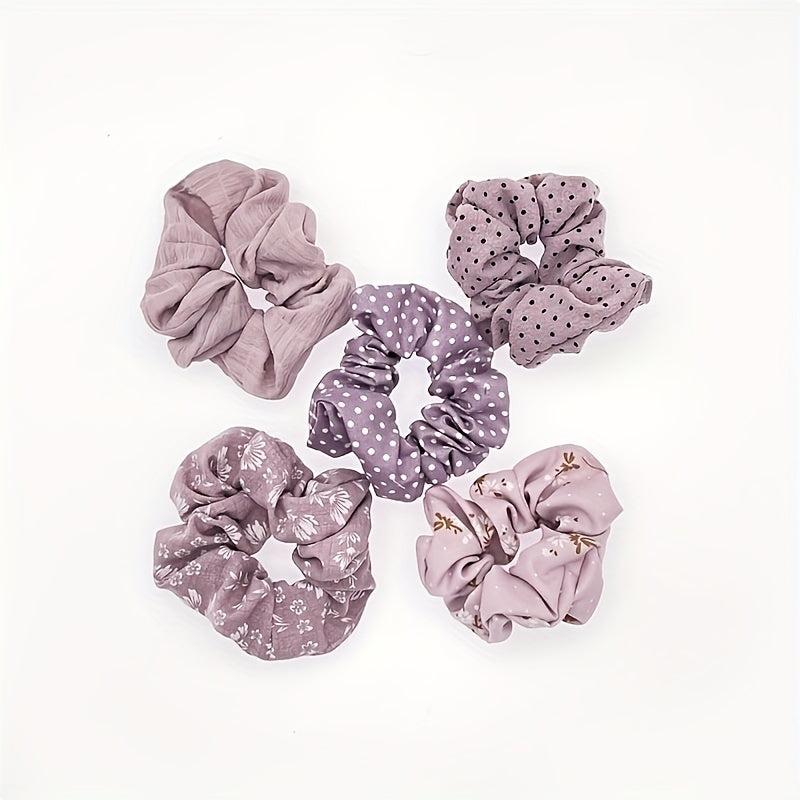 5pcs Polka Dot Hair Tie Retro Style Hair Ring for Women