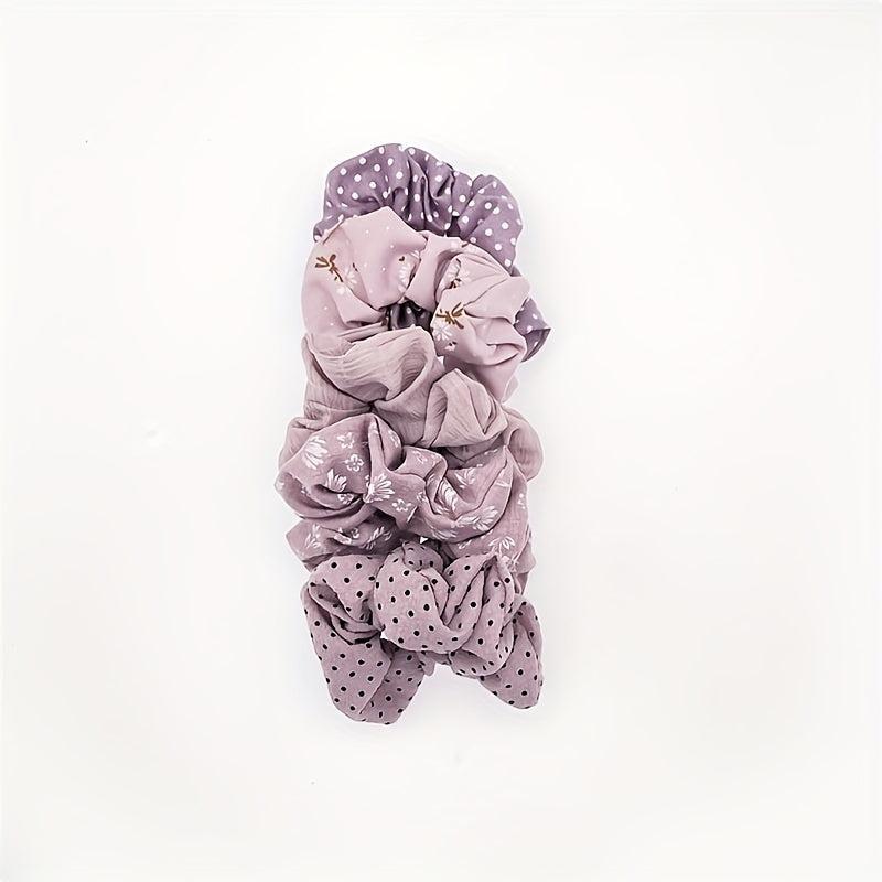 5pcs Polka Dot Hair Tie Retro Style Hair Ring for Women