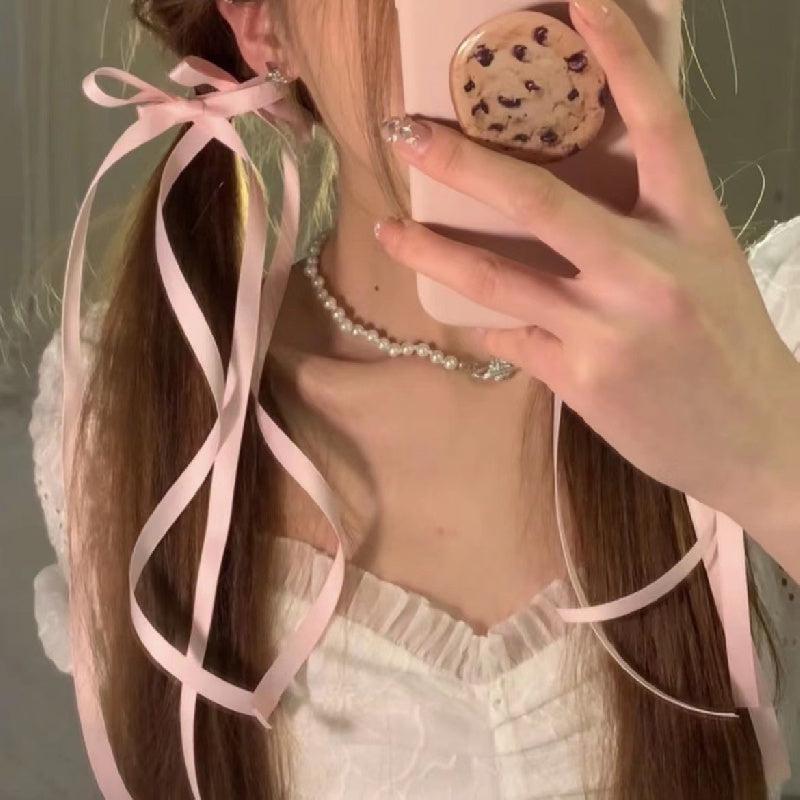 Sweet Girls Ribbon Bow Ponytail Hair Tie Rope Hair Accessories