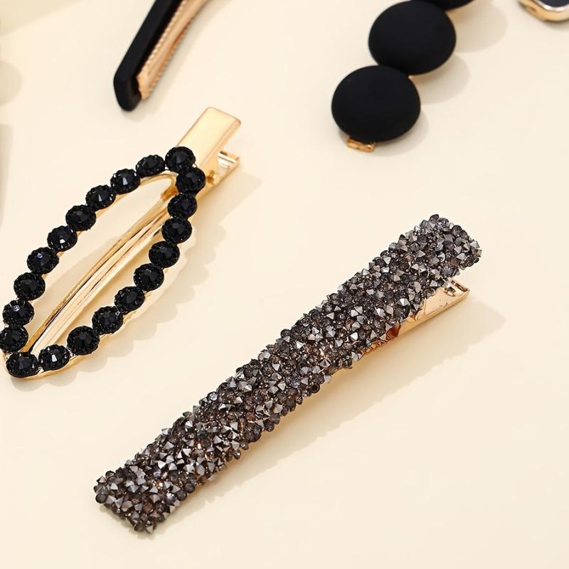 6pcs Zircon Embossed Hair Clip Hair Accessories Strong Hold Daily Party