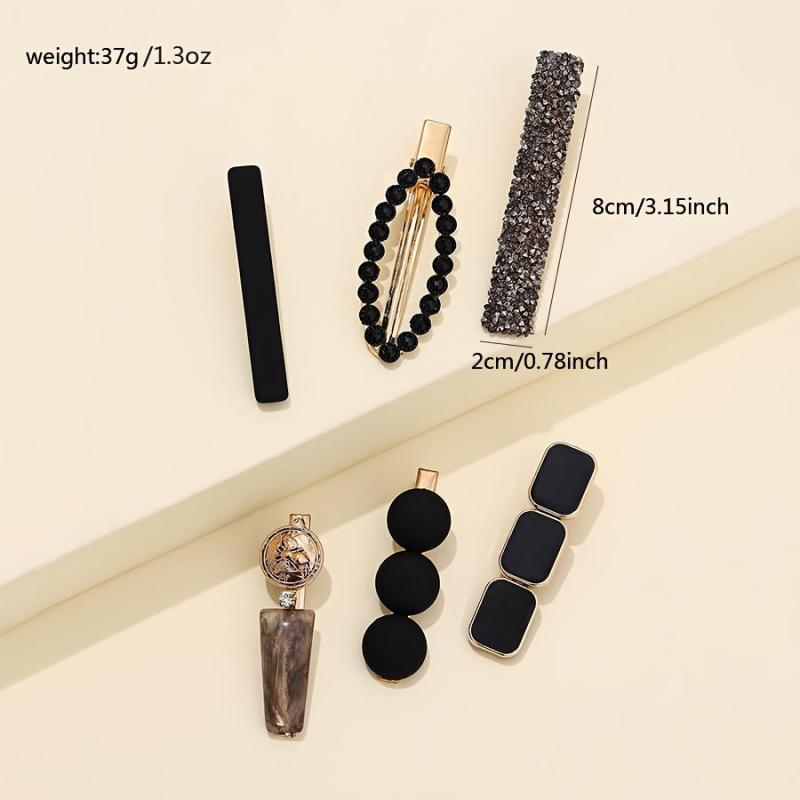 6pcs Zircon Embossed Hair Clip Hair Accessories Strong Hold Daily Party