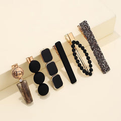 6pcs Zircon Embossed Hair Clip Hair Accessories Strong Hold Daily Party