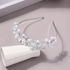 Faux Pearl Headband Crystal Beaded Hair Band Bridal Headdress