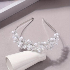 Faux Pearl Headband Crystal Beaded Hair Band Bridal Headdress