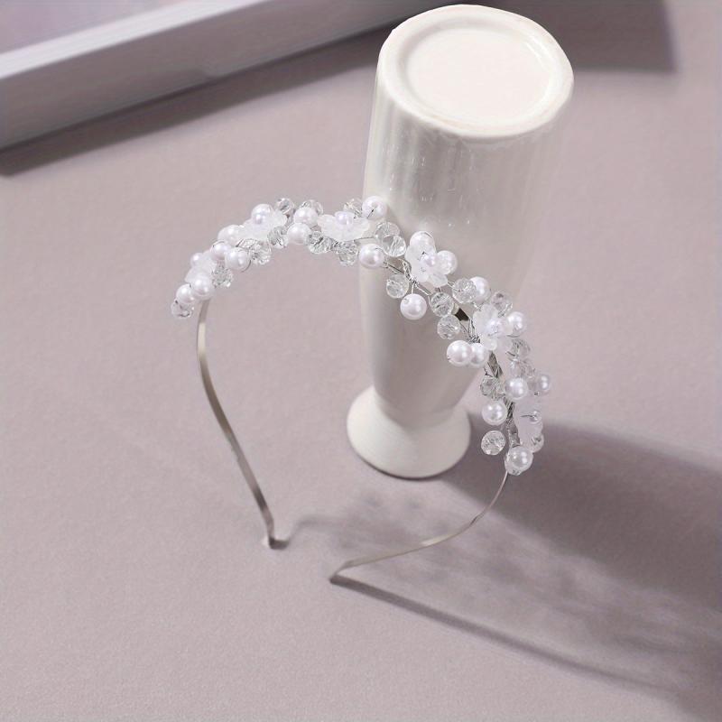 Faux Pearl Headband Crystal Beaded Hair Band Bridal Headdress