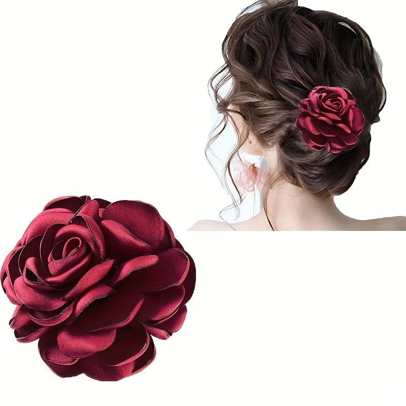 Rose Hair Clip Floral Duck Billed Clip Women Girls Wedding Party