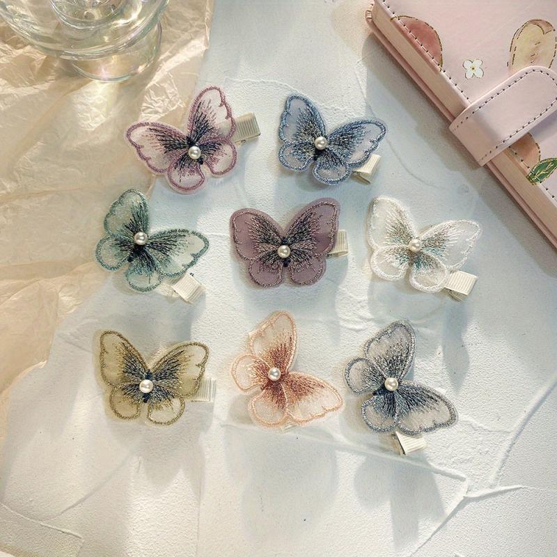 Embroidered Butterfly Duck Billed Hair Clip for Women Girls