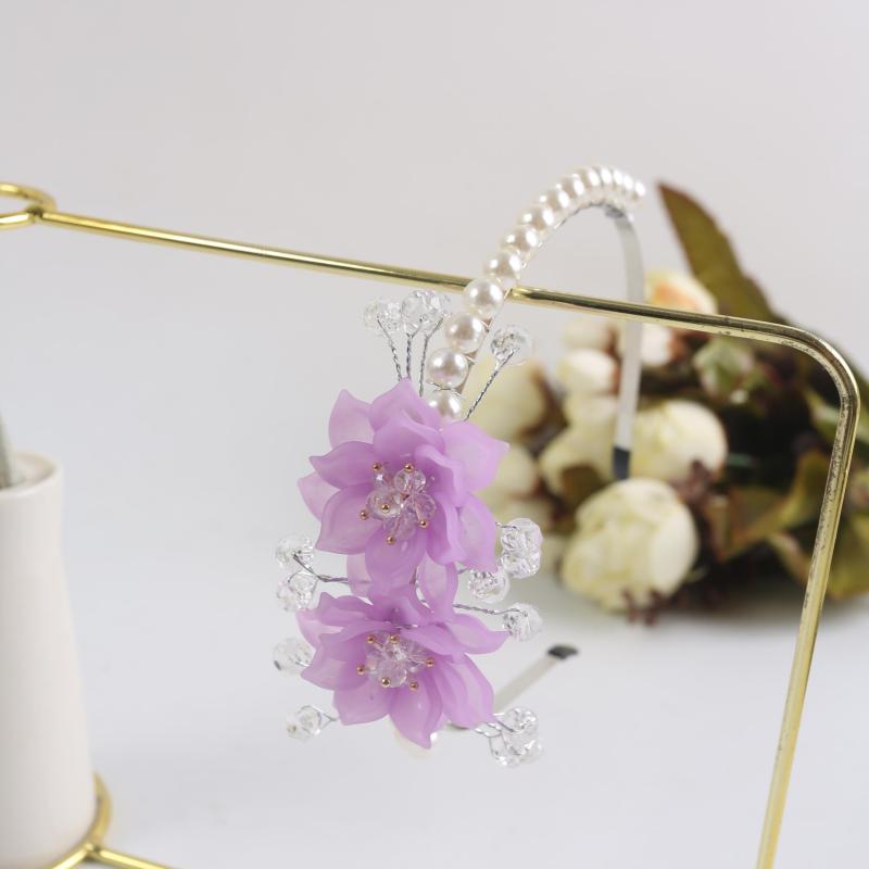 Crystal Flower Headband Faux Pearl Hair Band Wedding Bridal Hair Accessories