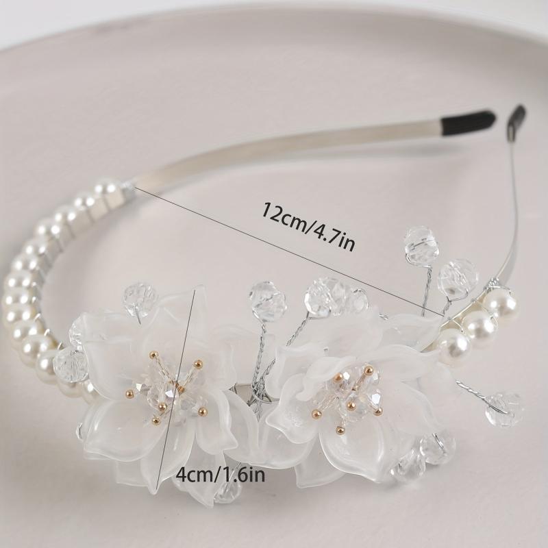 Crystal Flower Headband Faux Pearl Hair Band Wedding Bridal Hair Accessories