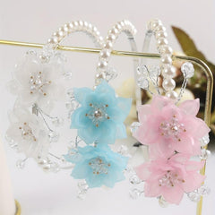 Crystal Flower Headband Faux Pearl Hair Band Wedding Bridal Hair Accessories
