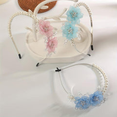 Crystal Flower Headband Faux Pearl Hair Band Wedding Bridal Hair Accessories