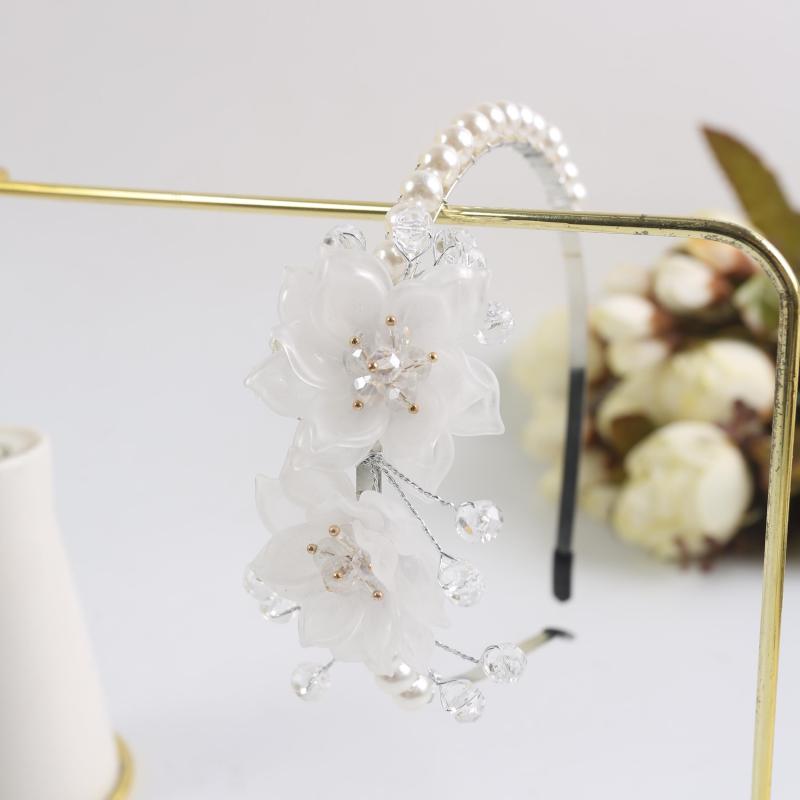 Crystal Flower Headband Faux Pearl Hair Band Wedding Bridal Hair Accessories