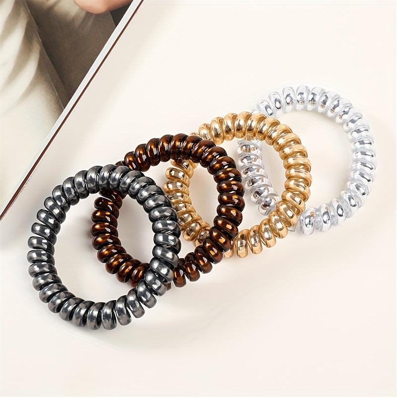12pcs Spiral Hair Tie Scrunchies Metal Elastic Bands Ponytail Holder