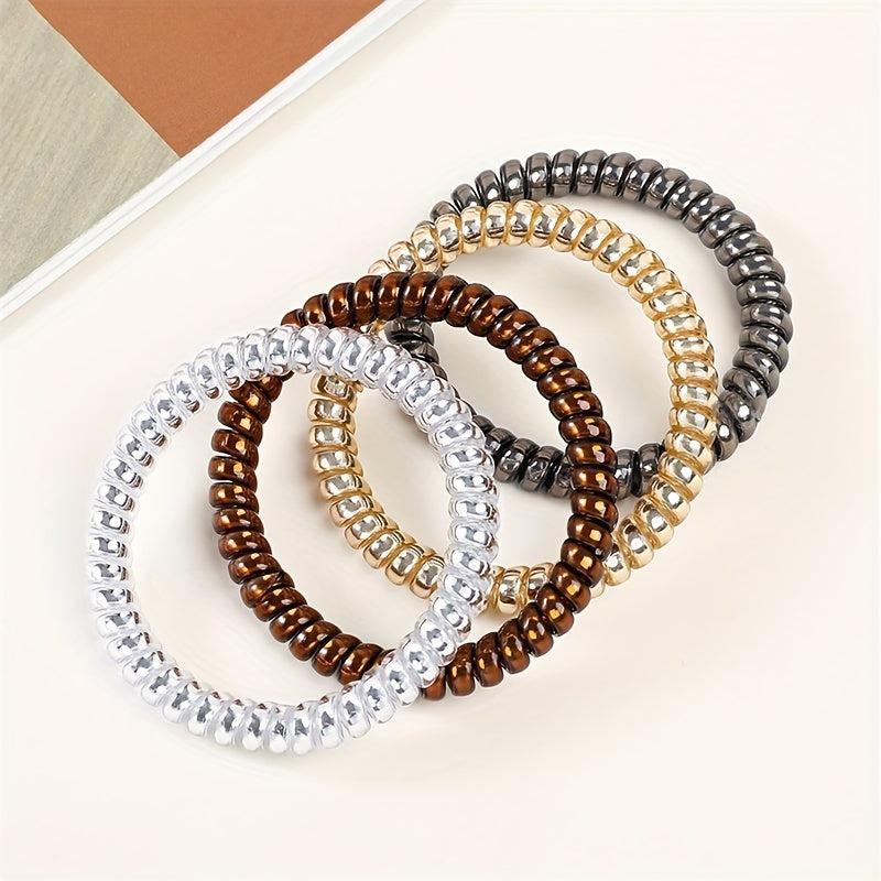 12pcs Spiral Hair Tie Scrunchies Metal Elastic Bands Ponytail Holder