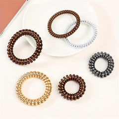 12pcs Spiral Hair Tie Scrunchies Metal Elastic Bands Ponytail Holder