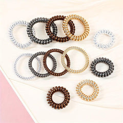 12pcs Spiral Hair Tie Scrunchies Metal Elastic Bands Ponytail Holder