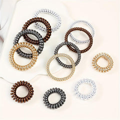 12pcs Spiral Hair Tie Scrunchies Metal Elastic Bands Ponytail Holder