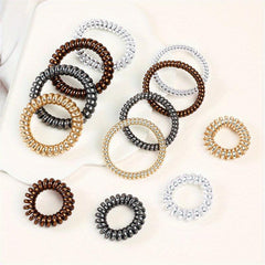 12pcs Spiral Hair Tie Scrunchies Metal Elastic Bands Ponytail Holder
