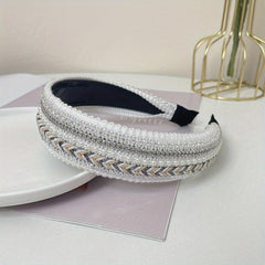 Boho Rhinestone Pearl Knitted Headband Sequin Hair Accessory
