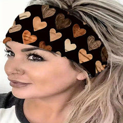 Boho Heart Pattern Wide Headband Bandana