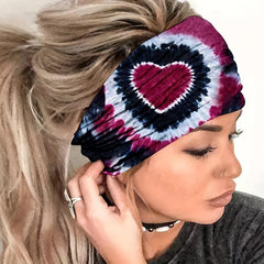 Boho Heart Pattern Wide Headband Bandana