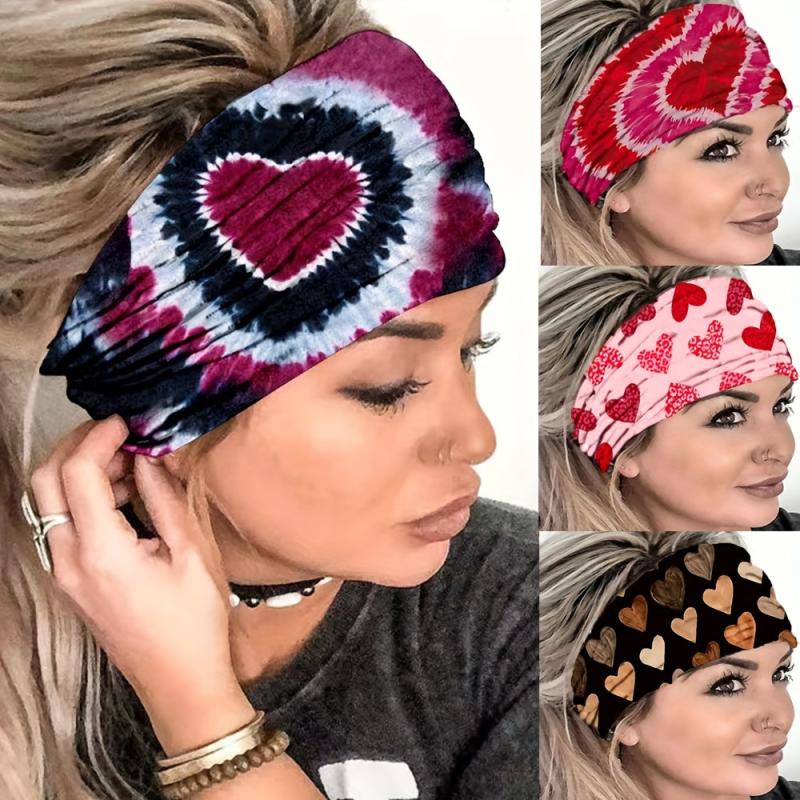 Boho Heart Pattern Wide Headband Bandana