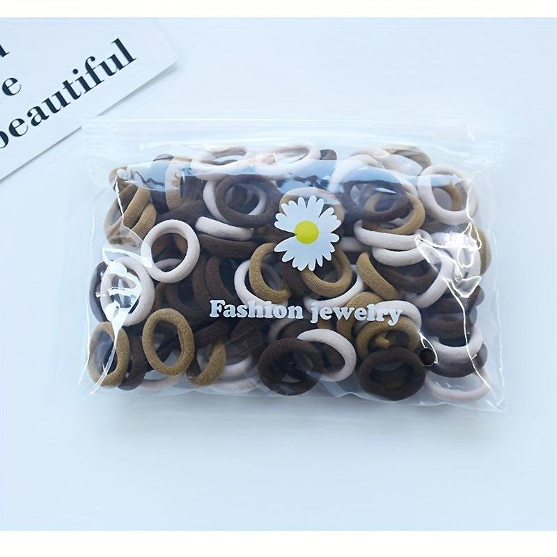 100pcs Small Rubber Band Solid Hair Tope Seamless Ponytail Holder