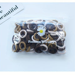 100pcs Small Rubber Band Solid Hair Tope Seamless Ponytail Holder