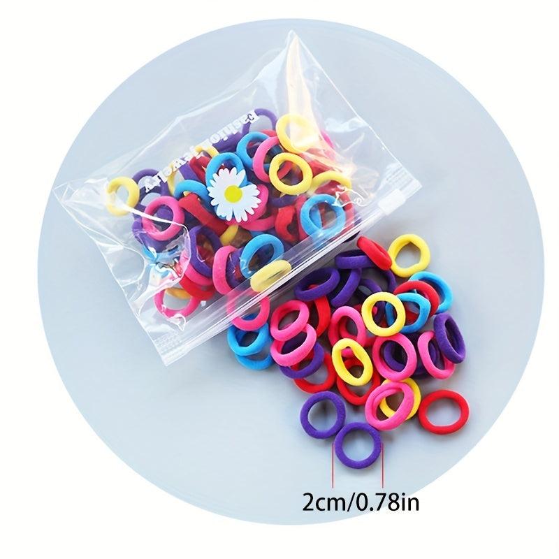 100pcs Small Rubber Band Solid Hair Tope Seamless Ponytail Holder