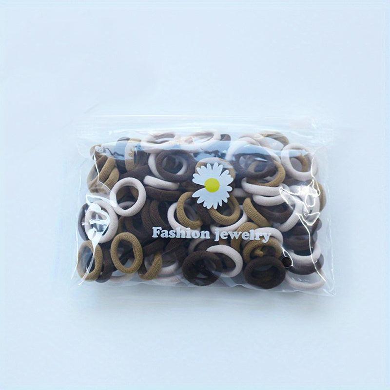 100pcs Small Rubber Band Solid Hair Tope Seamless Ponytail Holder