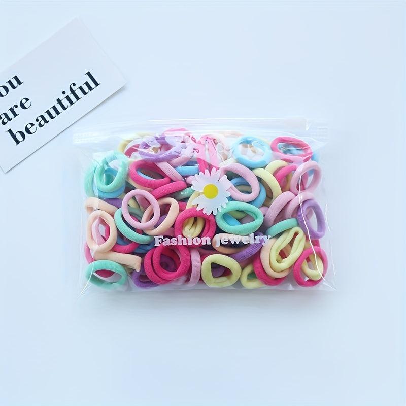 100pcs Small Rubber Band Solid Hair Tope Seamless Ponytail Holder