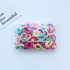 100pcs Small Rubber Band Solid Hair Tope Seamless Ponytail Holder