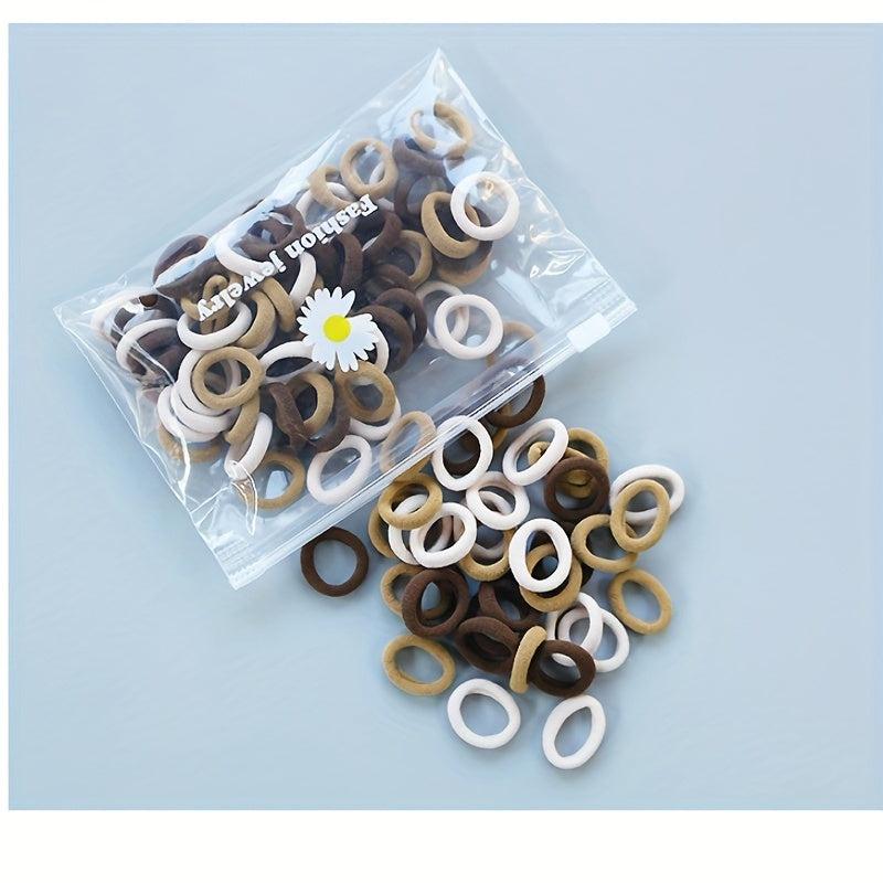 100pcs Small Rubber Band Solid Hair Tope Seamless Ponytail Holder
