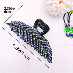 Tree Leaves Rhinestone Hair Claw Non Slip Barrettes