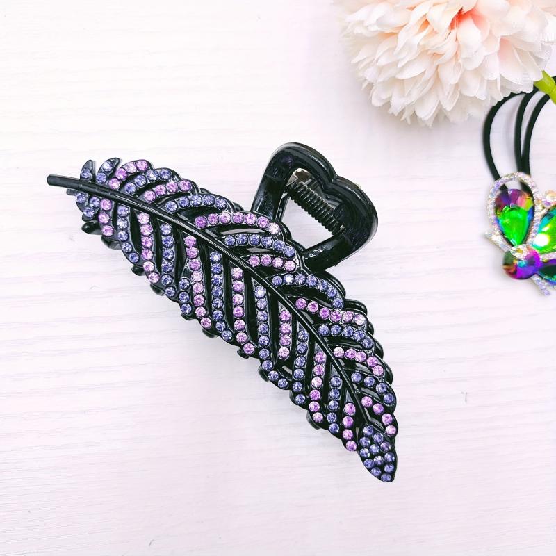 Tree Leaves Rhinestone Hair Claw Non Slip Barrettes