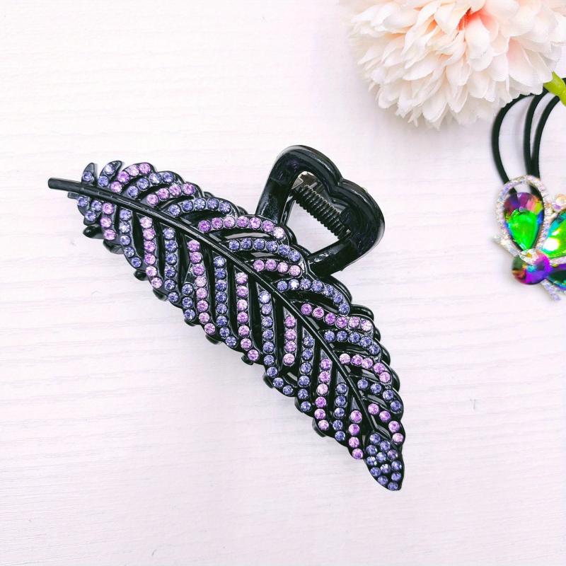 Tree Leaves Rhinestone Hair Claw Non Slip Barrettes