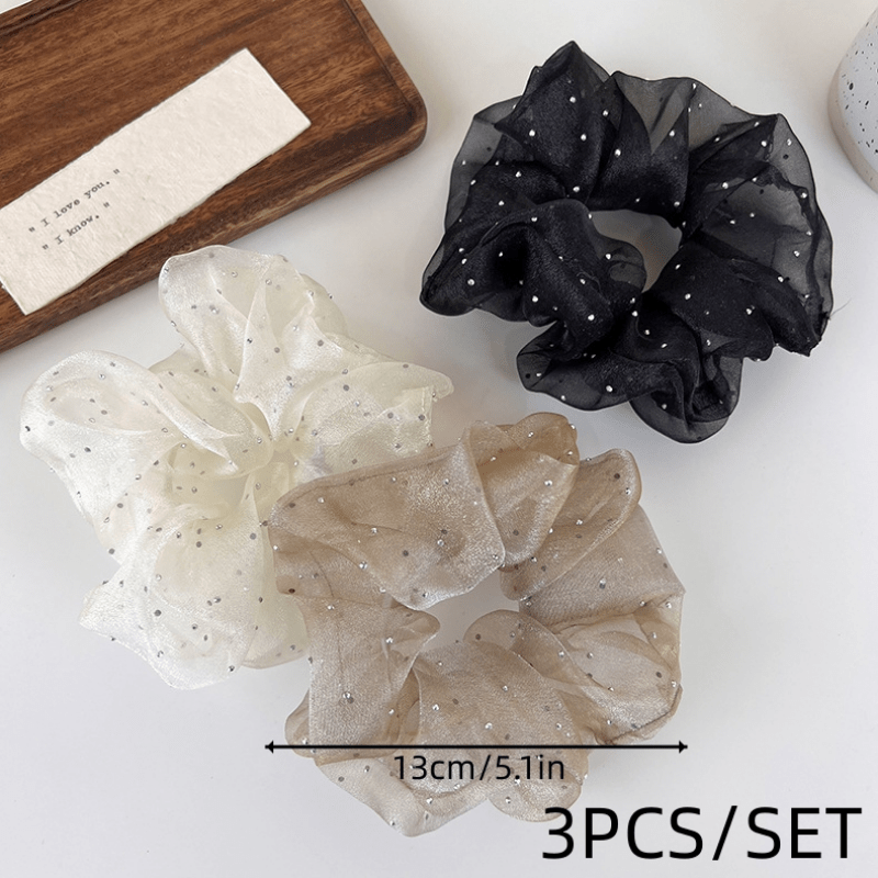 Retro Organza Hair Scrunchies For Women Girls Soft Scrunchie