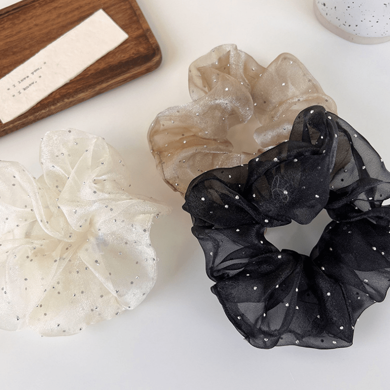 Retro Organza Hair Scrunchies For Women Girls Soft Scrunchie