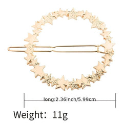 Hollow Star Hair Circle Metal Hairpin Dainty Clip