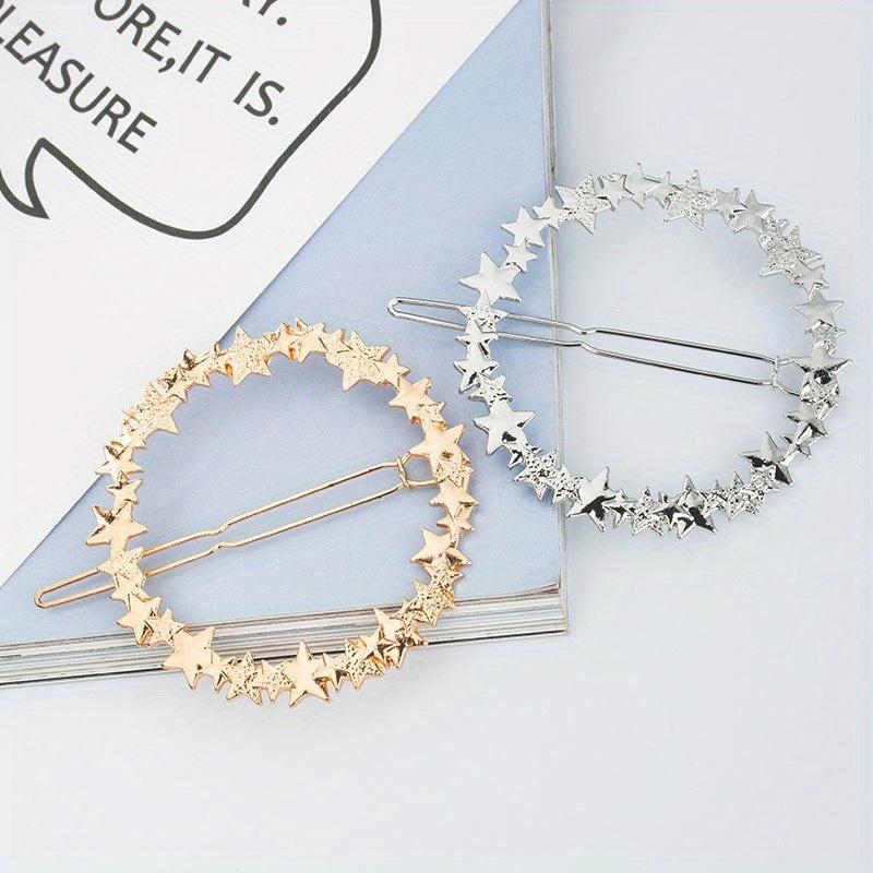 Hollow Star Hair Circle Metal Hairpin Dainty Clip