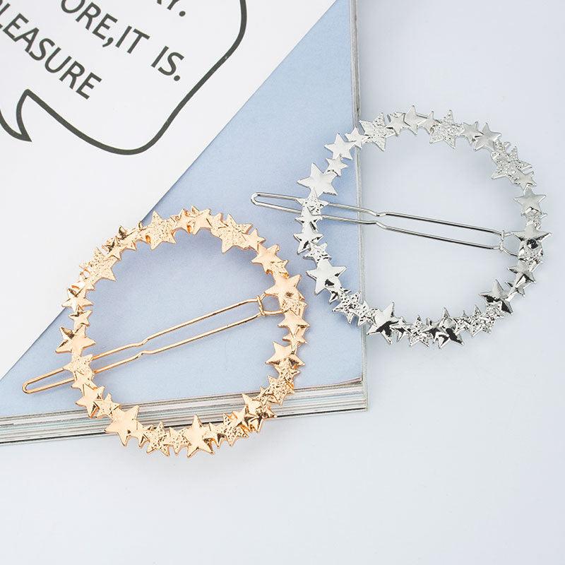 Hollow Star Hair Circle Metal Hairpin Dainty Clip
