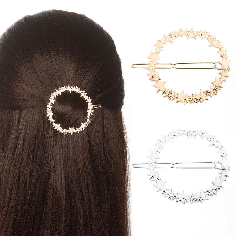 Hollow Star Hair Circle Metal Hairpin Dainty Clip