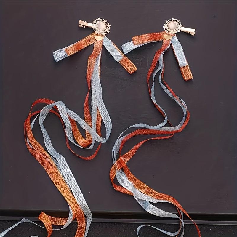 Vintage Hair Clip with Long Streamer Ribbon Hair Accessories