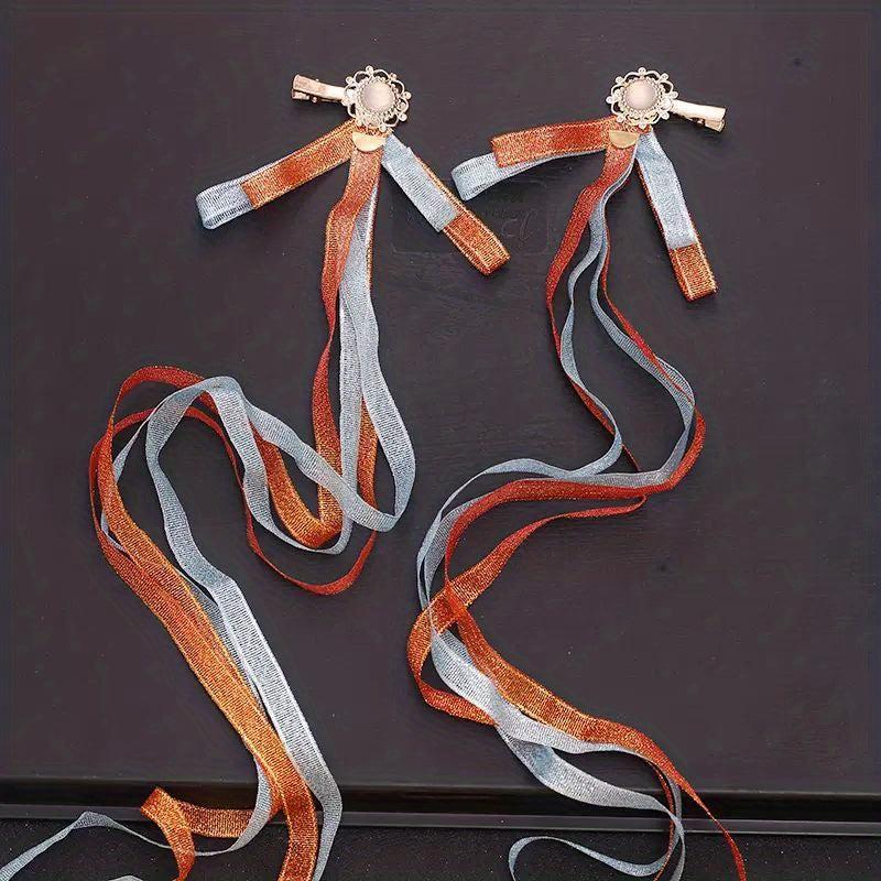 Vintage Hair Clip with Long Streamer Ribbon Hair Accessories