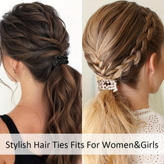 9pcs Pearl Hair Tie Resin Ball Decor Hair Ring Elastic Ponytail Holder