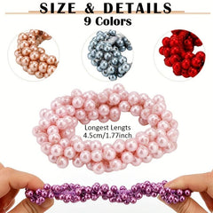 9pcs Pearl Hair Tie Resin Ball Decor Hair Ring Elastic Ponytail Holder